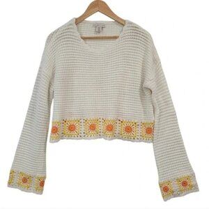Sincerely Jules Daisy Crochet Cropped Top‎ Boho Festival Hippie Size XL